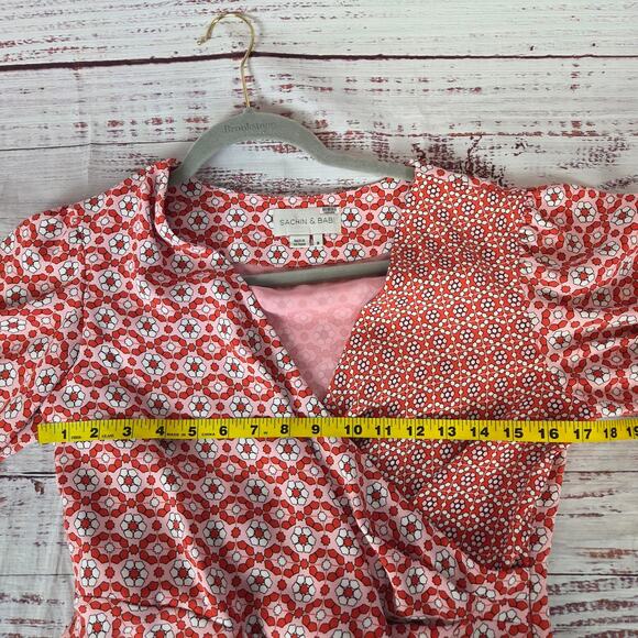 Anthropologie Sachin & Babi Pink Faux Wrap Blouse 8 w/ Tie Chic Dainty Ethereal - Picture 10 of 13